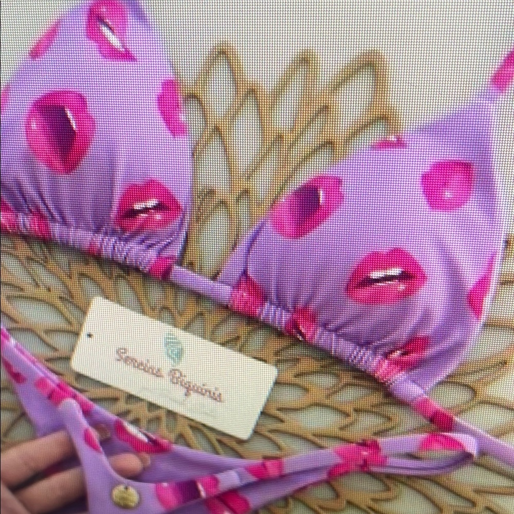 Purple Lip Print Bikini Set